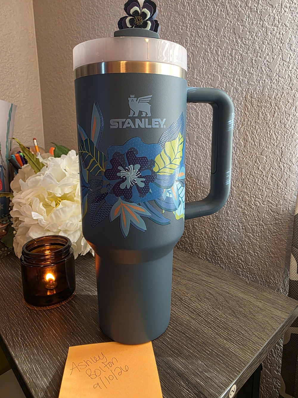 Stanley Teal Floral Insulated Travel Mug